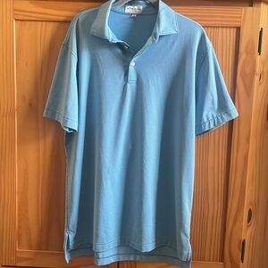 Peter Millar Summer Comfort Polo Shirt Blue Striped Golf - Mens Medium